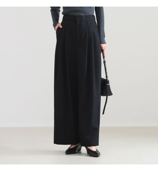 BEAMS SELECTION for WOMEN「ATON / ウールトロピカル ワイドイージーパンツ」|チノ|