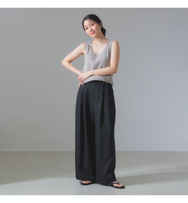 BEAMS SELECTION for WOMEN「ATON / ウールトロピカル ワイドイージーパンツ」|チノ|
