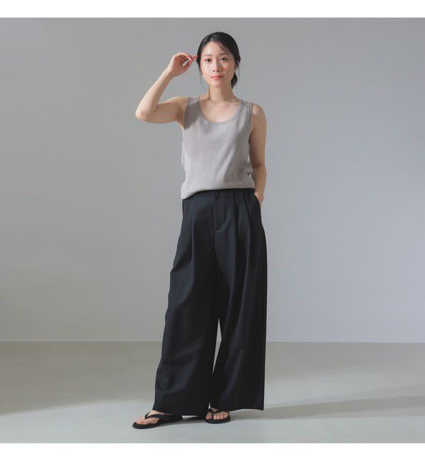 BEAMS SELECTION for WOMEN「ATON / ウールトロピカル ワイドイージーパンツ」|チノ|