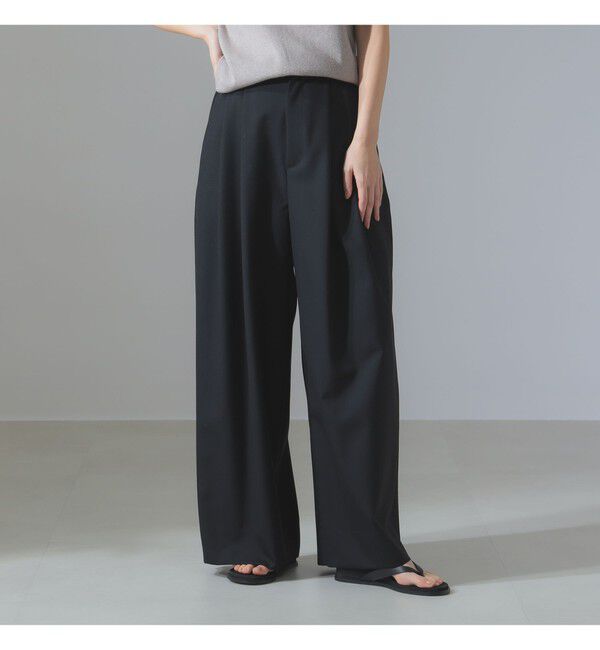 BEAMS SELECTION for WOMEN「ATON / ウールトロピカル ワイドイージーパンツ」|チノ|