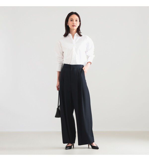 BEAMS SELECTION for WOMEN「ATON / ウールトロピカル ワイドイージーパンツ」|チノ|