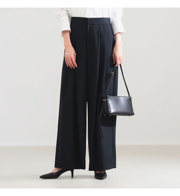 BEAMS SELECTION for WOMEN「ATON / ウールトロピカル ワイドイージーパンツ」|チノ|