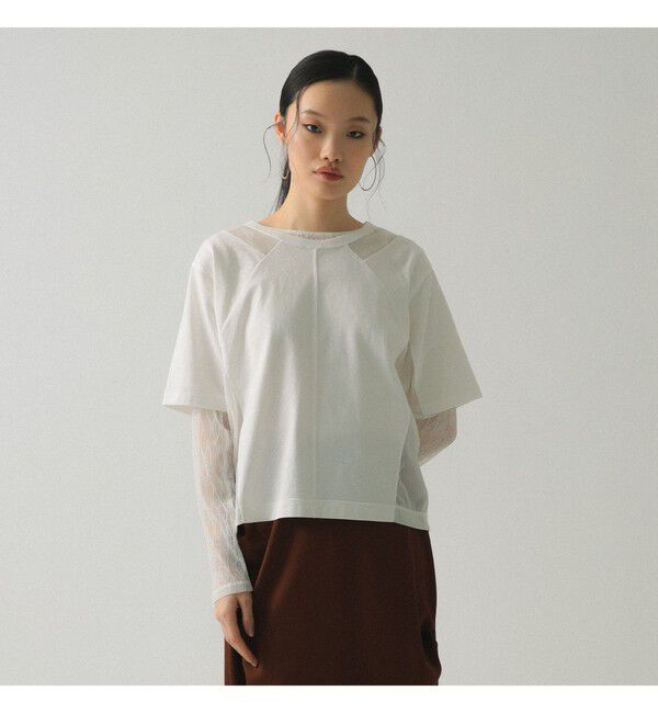 Ray BEAMS 「シアー キリカエ クルーネック Tシャツ」|Tシャツ・カットソー|