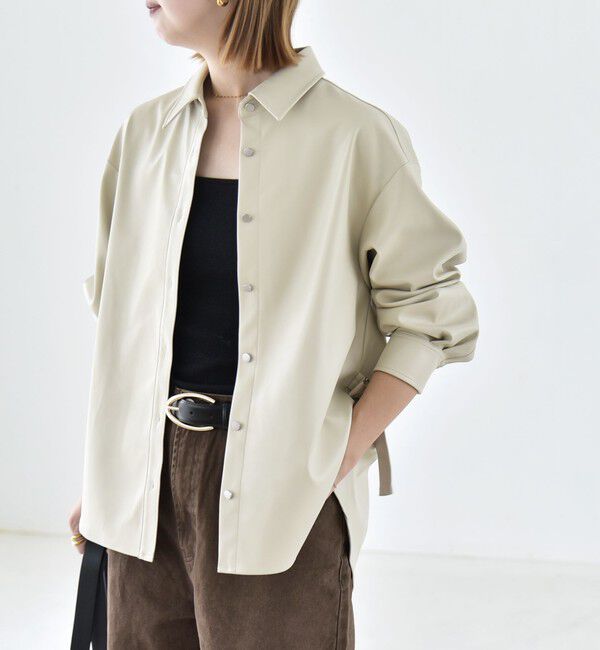 quaranciel「《予約》〈洗濯機可能〉サイドベルト レギュラーカラー シャツ ジャケット」|シャツ・ブラウス|