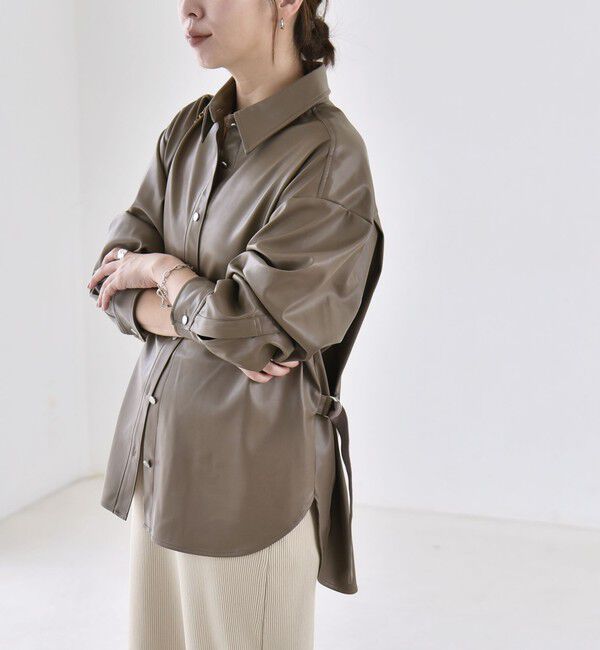 quaranciel「《予約》〈洗濯機可能〉サイドベルト レギュラーカラー シャツ ジャケット」|シャツ・ブラウス|