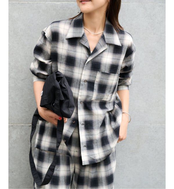 OUTDOOR PRODUCTS Usual Things「PLAIDパターンオープンカラーシャツ」|シャツ・ブラウス|ブラック