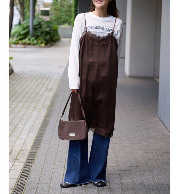 OUTDOOR PRODUCTS Usual Things「サテンレースキャミワンピース」|ワンピース|ブラウン