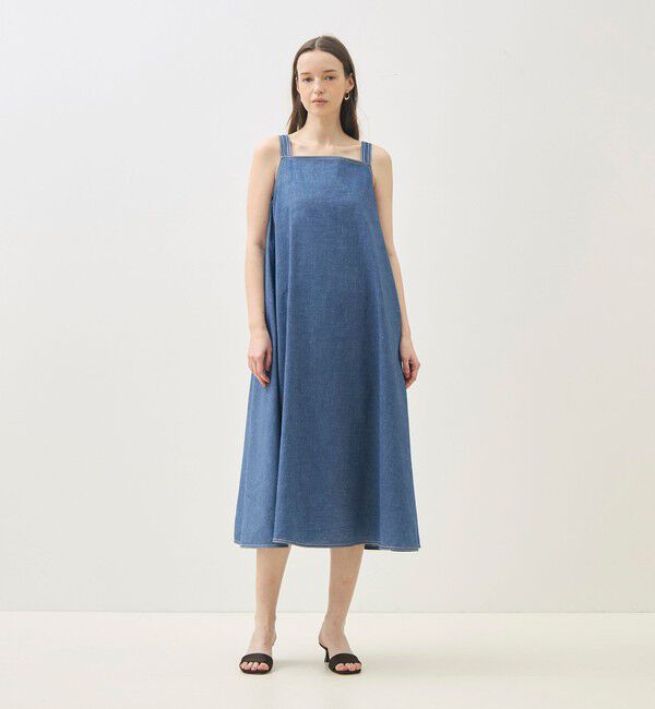 TOMORROWLAND collection「コットンリネンシャンブレー フロンタブルワンピース」|ワンピース|