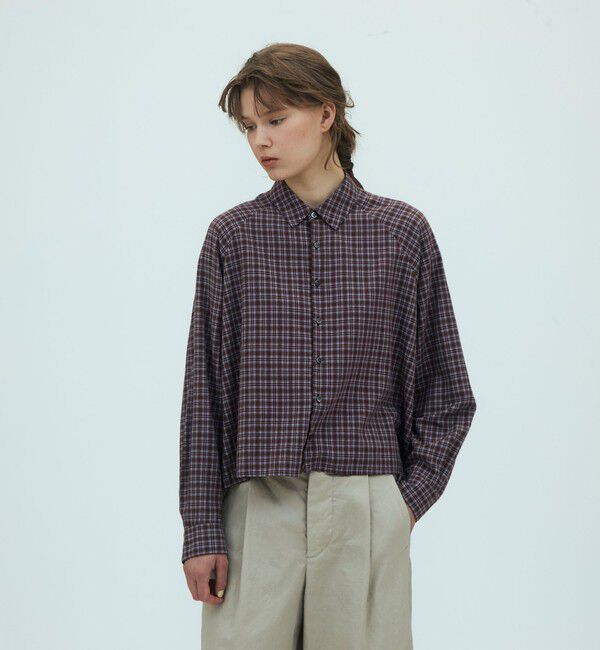 GALERIE VIE「コットンセルロースチェック ラグランスリーブシャツ」|シャツ・ブラウス|