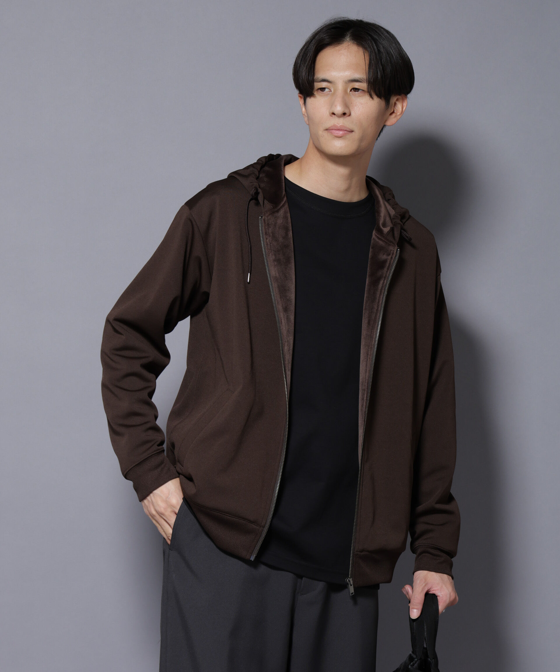 NANO universe「｢MC｣coveross(R) フリースボンディングジップアップパーカー」|Tシャツ・カットソー|