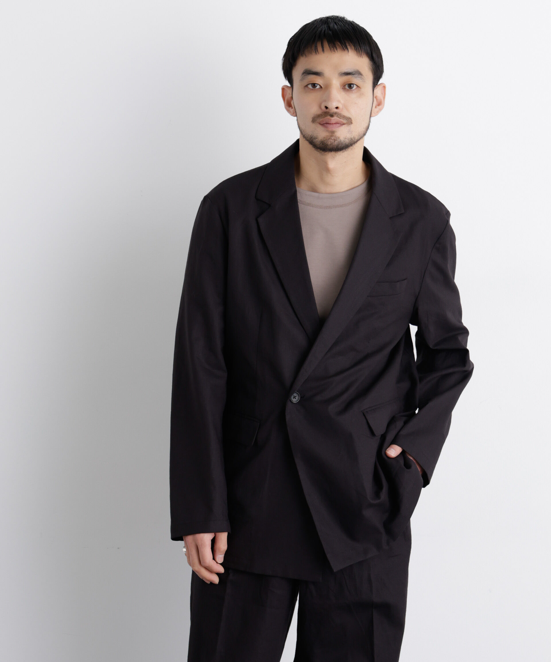 NANO universe「｢FRENCH LINEN｣ リネンコットンセミダブルJK（セットアップ可）」|テーラードジャケット|