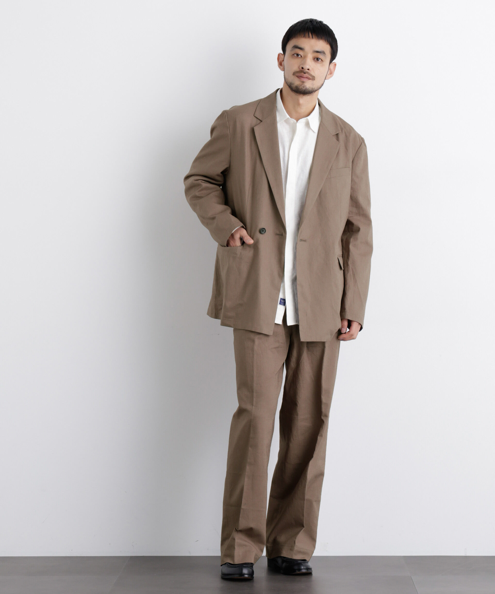 NANO universe「｢FRENCH LINEN｣ リネンコットンセミダブルJK（セットアップ可）」|テーラードジャケット|