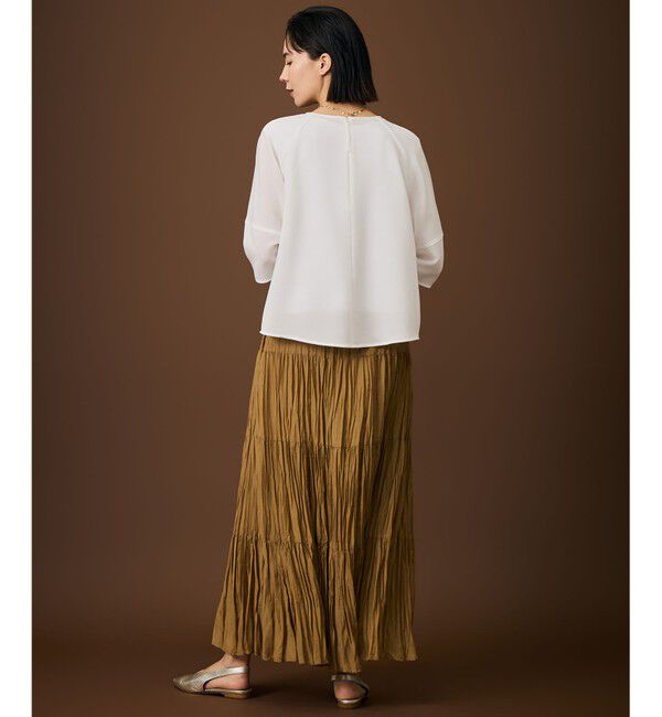 自由区「【カタログ掲載・人気素材・NEWデザイン】ラスティックメッシュラグランスリーブ ブラウス」|シャツ・ブラウス|