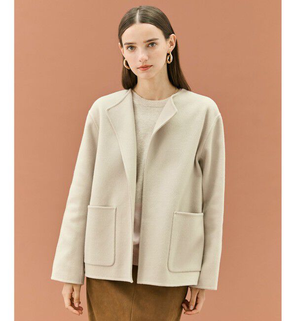 BEIGE,「【WEB限定】PAYSON / ウールリバーノーカラーショートコート」|ノーカラージャケット|