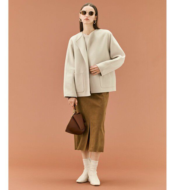 BEIGE,「【WEB限定】PAYSON / ウールリバーノーカラーショートコート」|ノーカラージャケット|