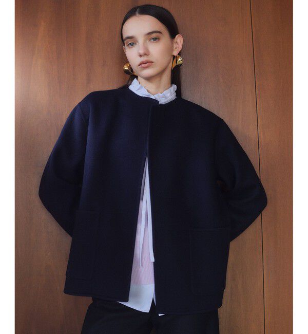 BEIGE,「【WEB限定】PAYSON / ウールリバーノーカラーショートコート」|ノーカラージャケット|