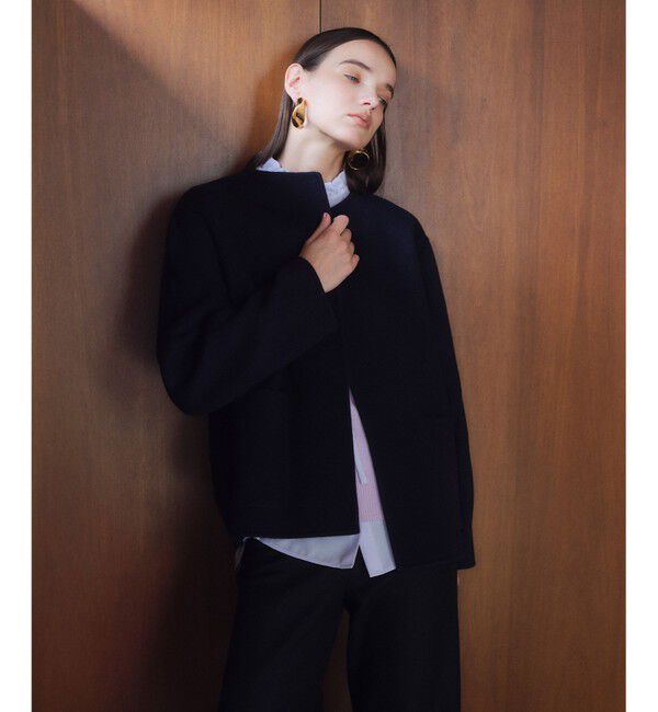 BEIGE,「【WEB限定】PAYSON / ウールリバーノーカラーショートコート」|ノーカラージャケット|