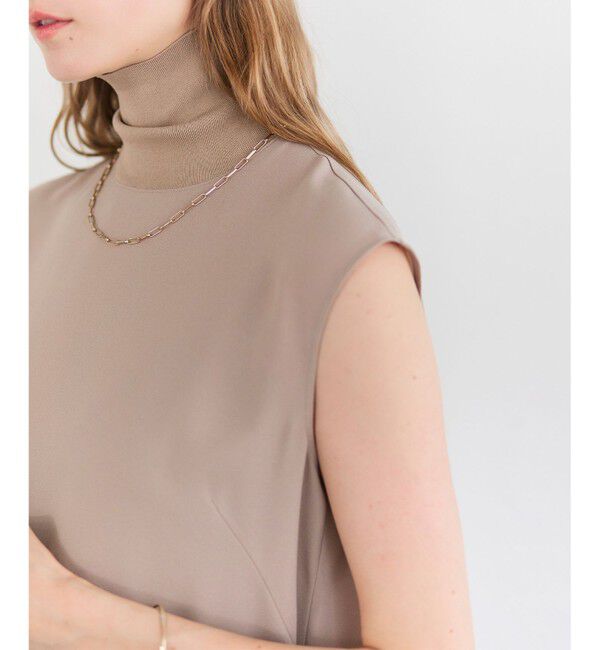 BEIGE,「FLEUR / 異素材ネック ロングワンピース」|ワンピース|