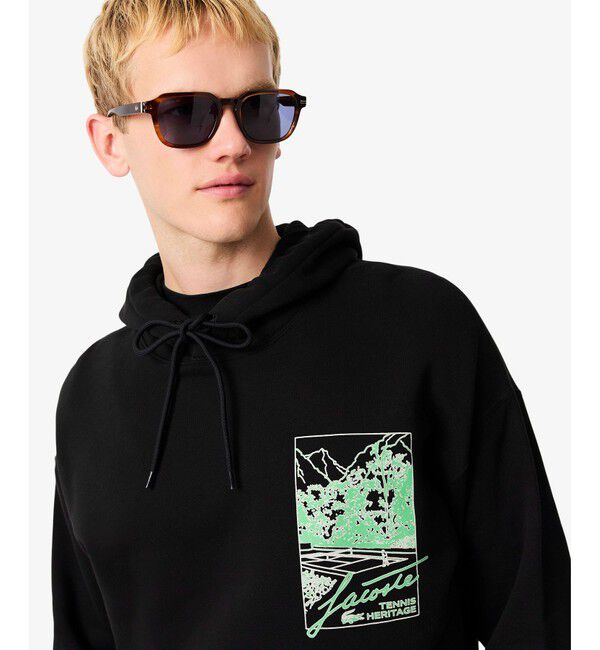 LACOSTE「テニスヘリテージプリントスウェットフーディー」|パーカー|