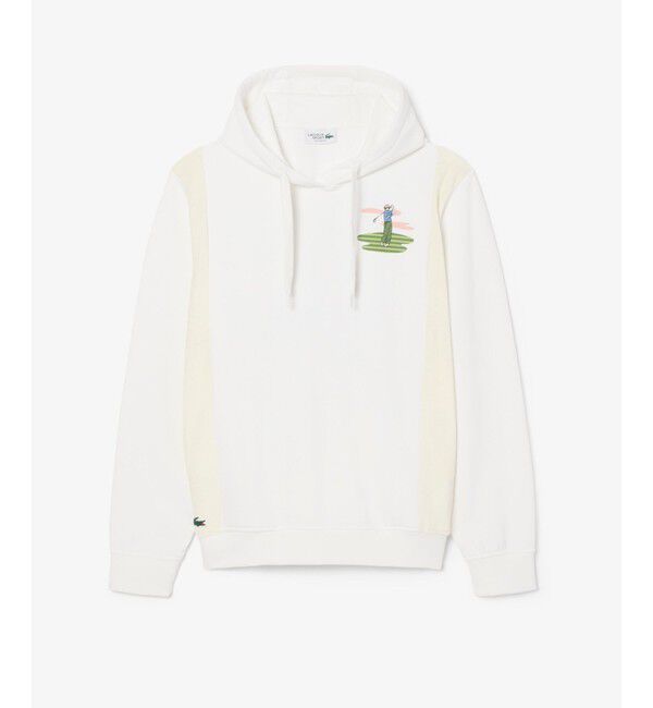 LACOSTE「フリース切り替えゴルフプリントフーディー」|パーカー|