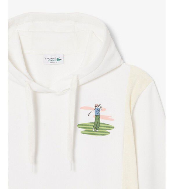 LACOSTE「フリース切り替えゴルフプリントフーディー」|パーカー|