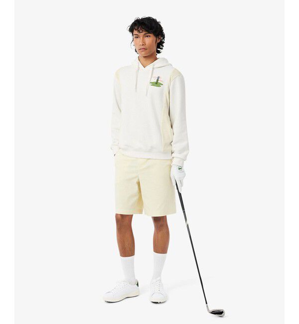 LACOSTE「フリース切り替えゴルフプリントフーディー」|パーカー|