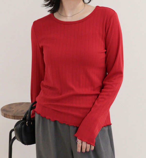 fredy emue「パターンメッシュプルオーバーカットソー」|Tシャツ・カットソー|レッド
