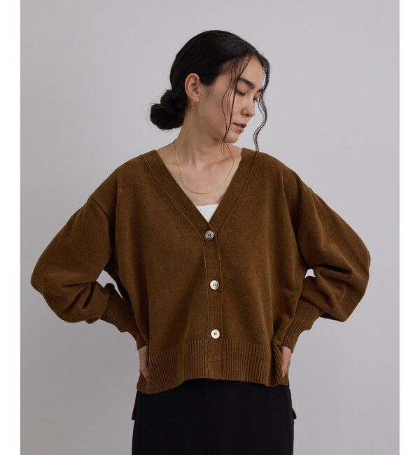 SALON adam et rope'「【CreamyCotton （クリーミーコットン）】Vネックカーディガン / セットアップ対応」|カーディガン|キャメル(25)
