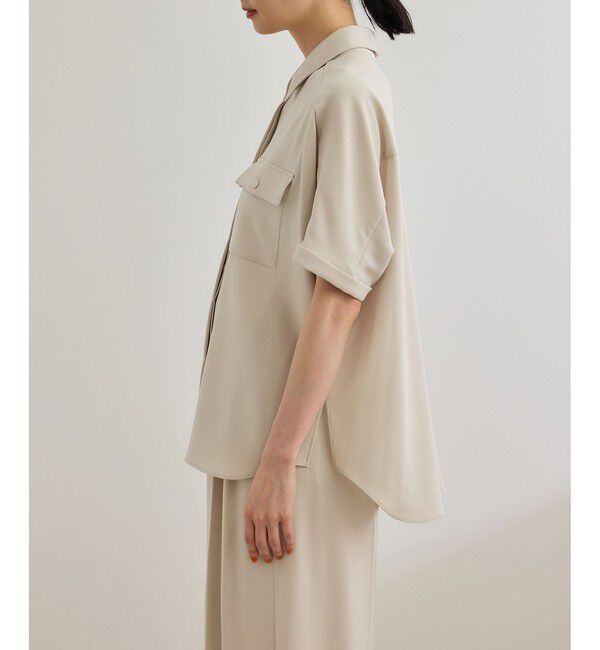 ROPE「【洗える・カセット服】バックサテン ドルマンブラウス/お仕事・通勤・セットアップ対応」|シャツ・ブラウス|