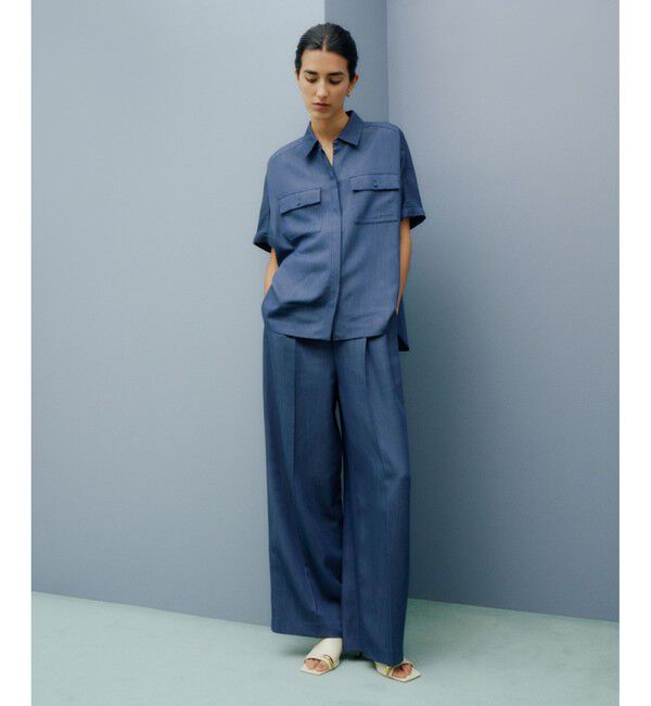 ROPE「【洗える・カセット服】バックサテン ドルマンブラウス/お仕事・通勤・セットアップ対応」|シャツ・ブラウス|
