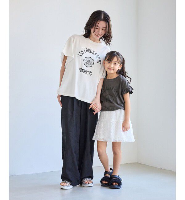 Rope&rsquo;Picnic「カレッジロゴプリントフレアスリーブピグメントTシャツ/リンクコーデ」|Tシャツ・カットソー|