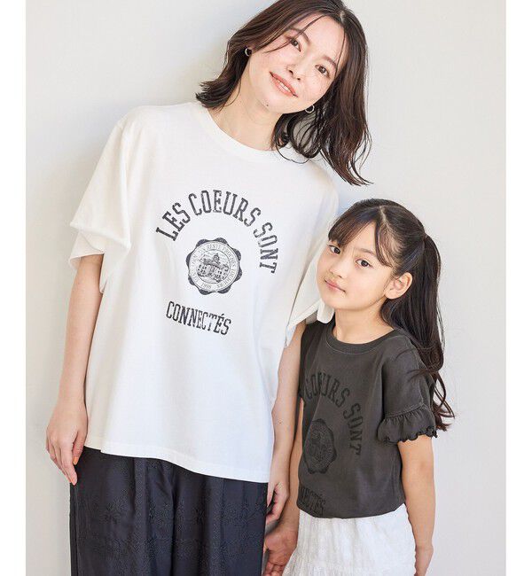 Rope&rsquo;Picnic「カレッジロゴプリントフレアスリーブピグメントTシャツ/リンクコーデ」|Tシャツ・カットソー|