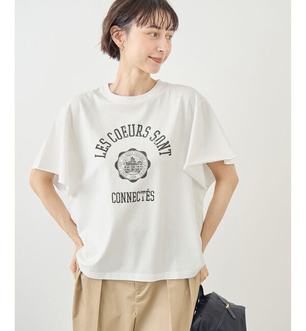 Rope&rsquo;Picnic「カレッジロゴプリントフレアスリーブピグメントTシャツ/リンクコーデ」|Tシャツ・カットソー|ホワイト(10)