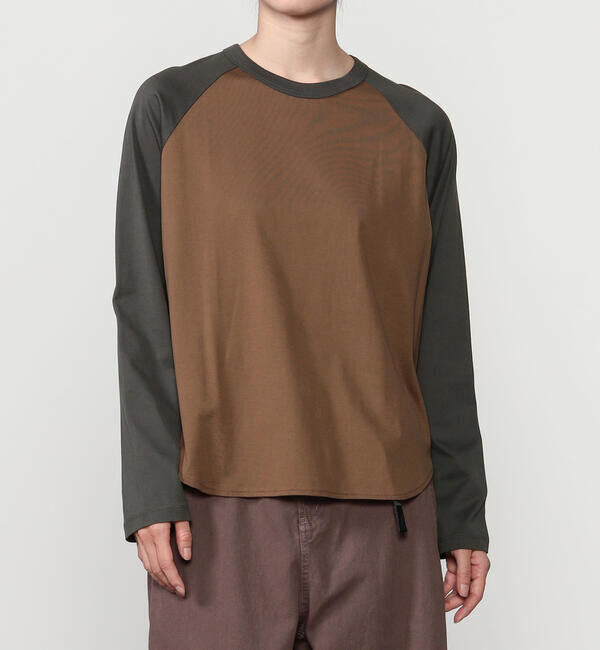 handvaerk「handvaerk | 60/2 ベースボールTシャツ WOMEN」|Tシャツ・カットソー|BROWN系1