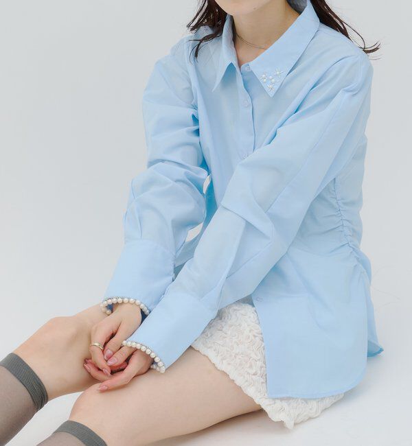  「【lilium by lily】ビジュー襟シェイプシャツ」|シャツ・ブラウス|