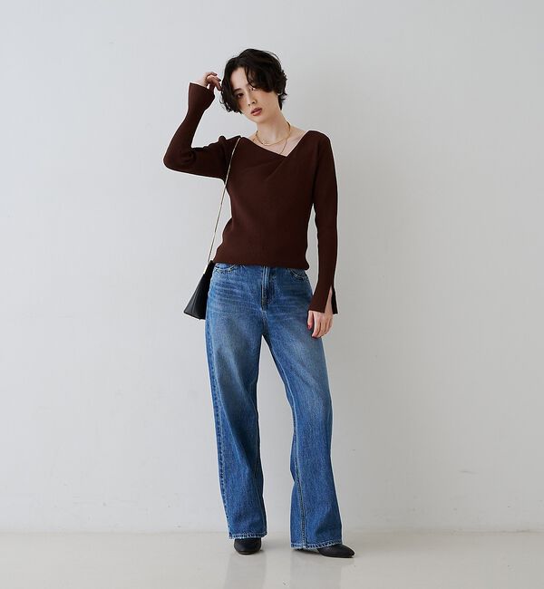 Rouge vif「【一部店舗限定】ドレープスリットスリーブリブニット【予約】」|ニット・セーター|