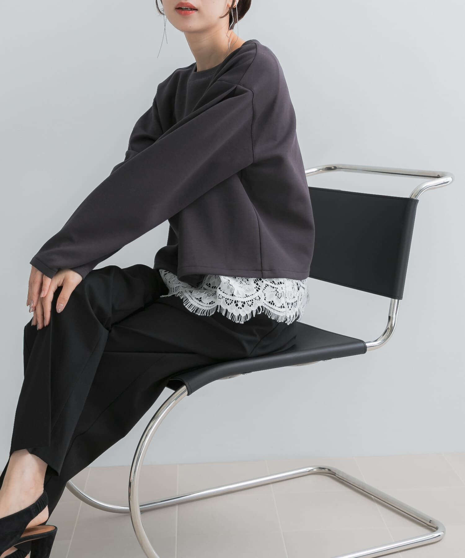 URBAN RESEARCH ROSSO「『WEB限定』レースドッキングスウェット」|スウェット・ジャージ|