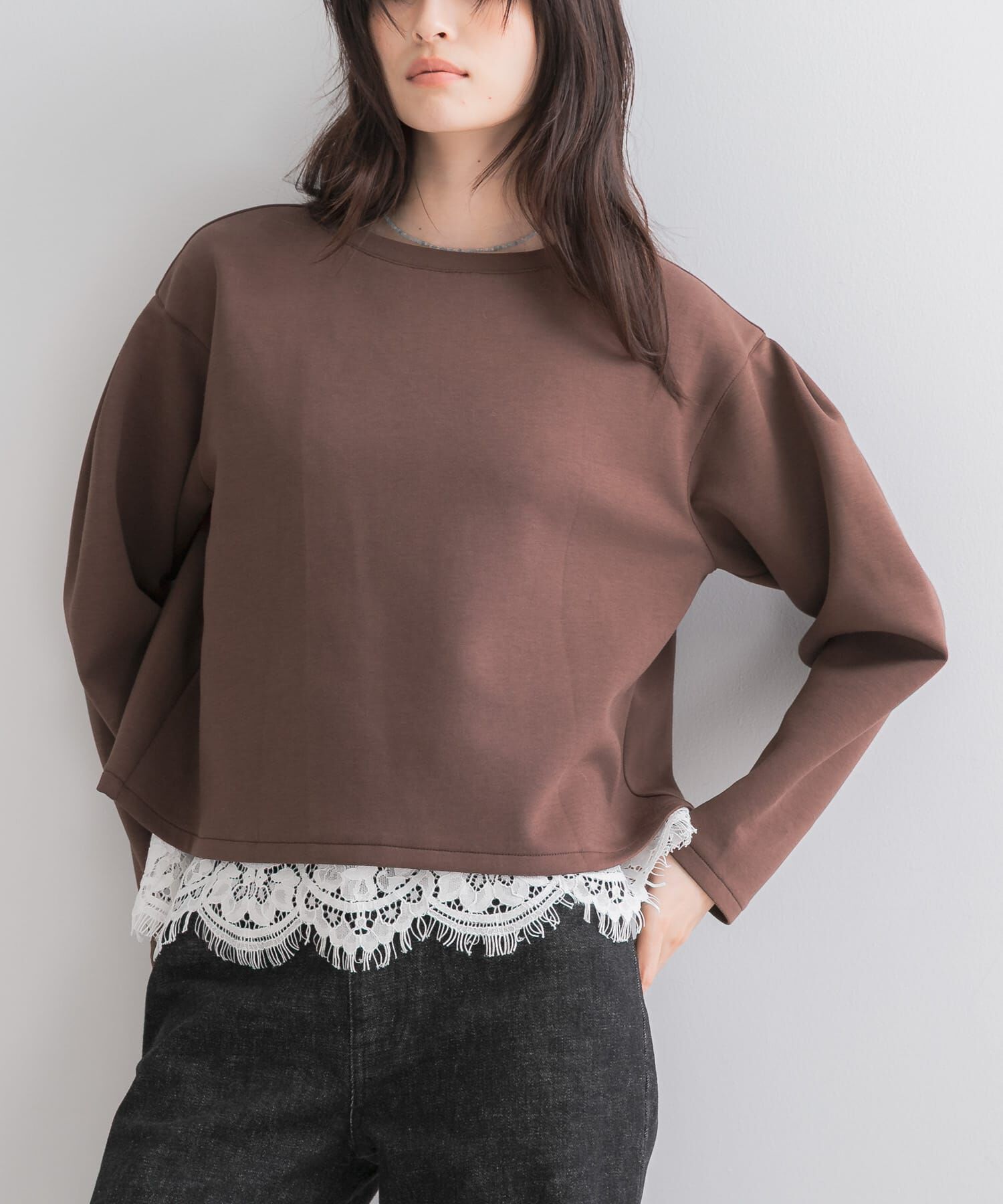 URBAN RESEARCH ROSSO「『WEB限定』レースドッキングスウェット」|スウェット・ジャージ|