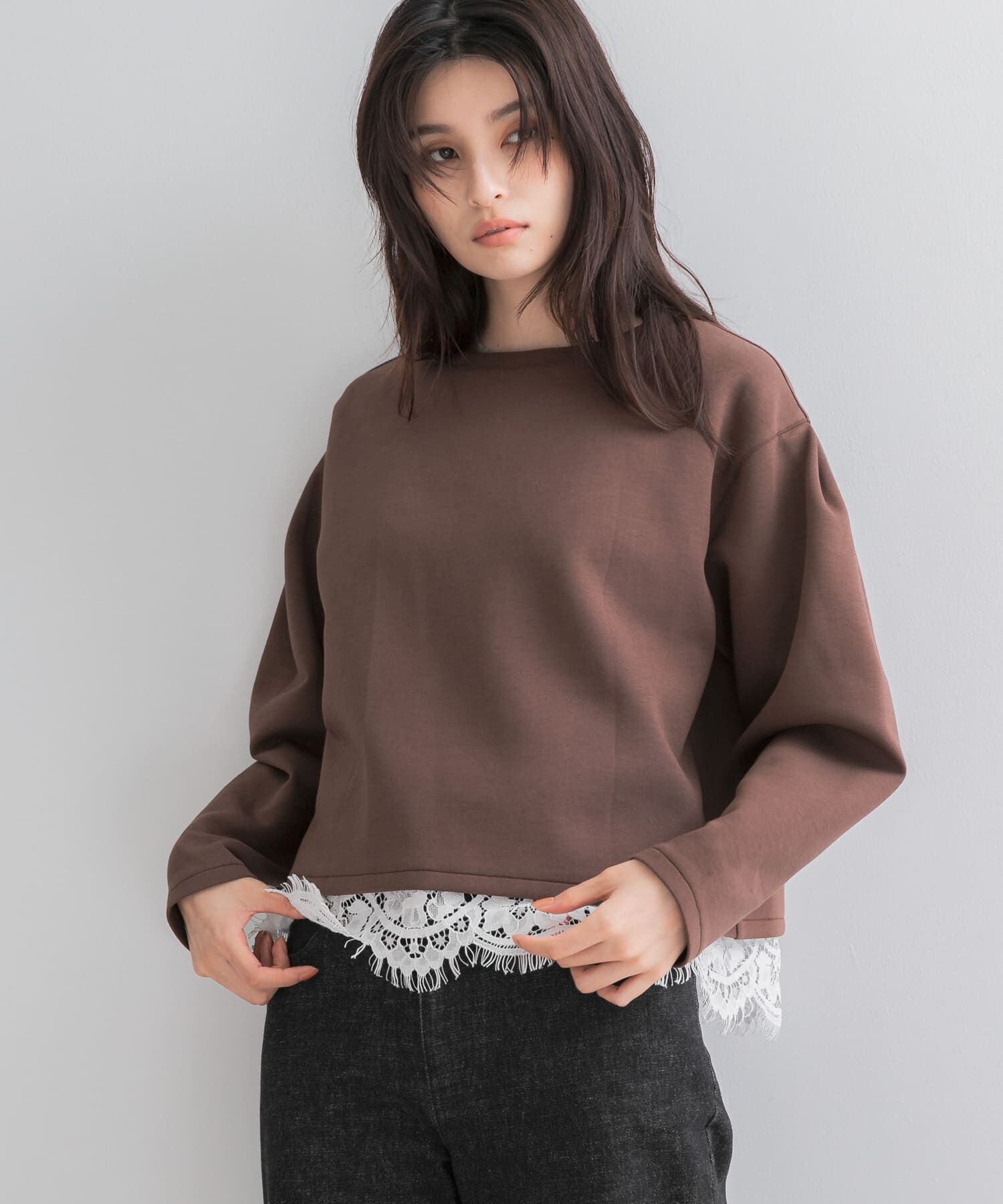 URBAN RESEARCH ROSSO「『WEB限定』レースドッキングスウェット」|スウェット・ジャージ|