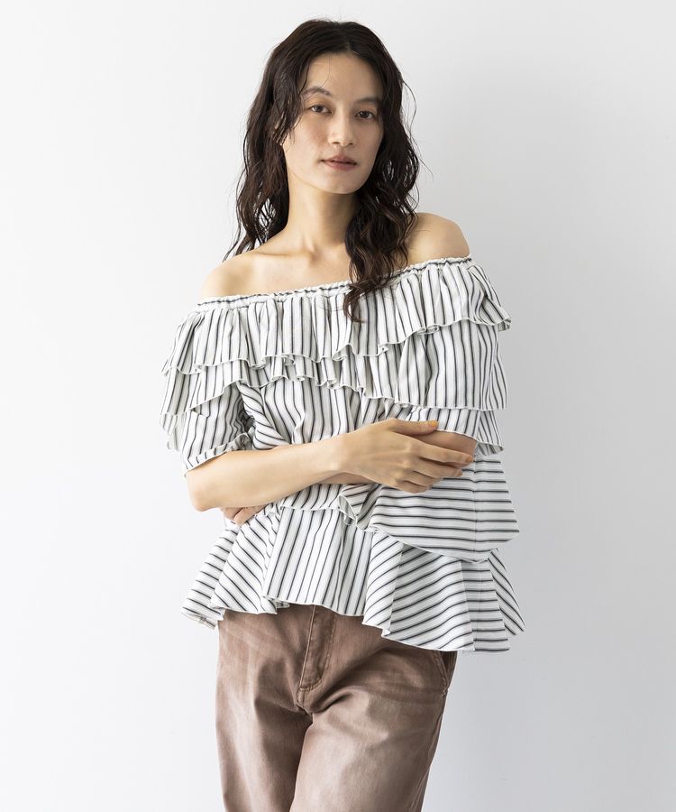 GARAGE OF GOOD CLOTHING「ラッフルストライプ2WAYブラウス」|シャツ・ブラウス|