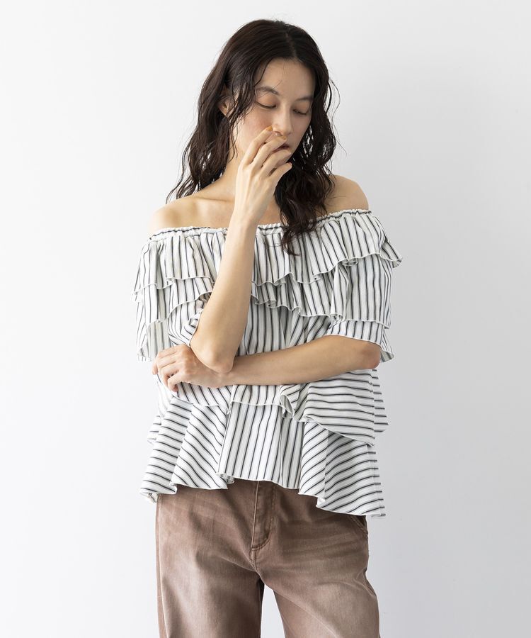 GARAGE OF GOOD CLOTHING「ラッフルストライプ2WAYブラウス」|シャツ・ブラウス|
