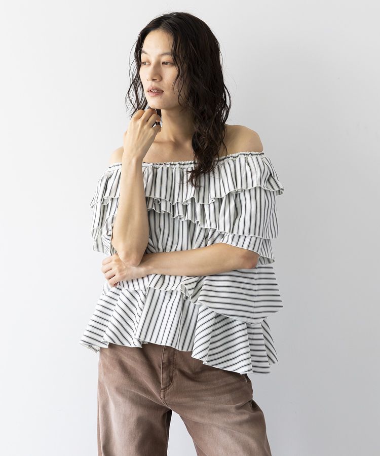 GARAGE OF GOOD CLOTHING「ラッフルストライプ2WAYブラウス」|シャツ・ブラウス|