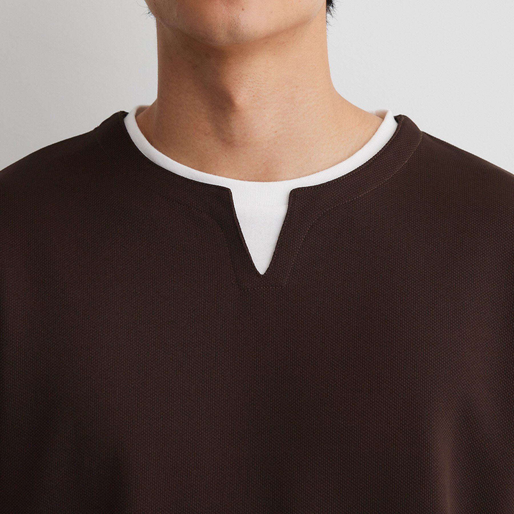 THE SHOP TK「【洗濯機OK】カノコキーネック レイヤード長袖Tシャツ」|Tシャツ・カットソー|