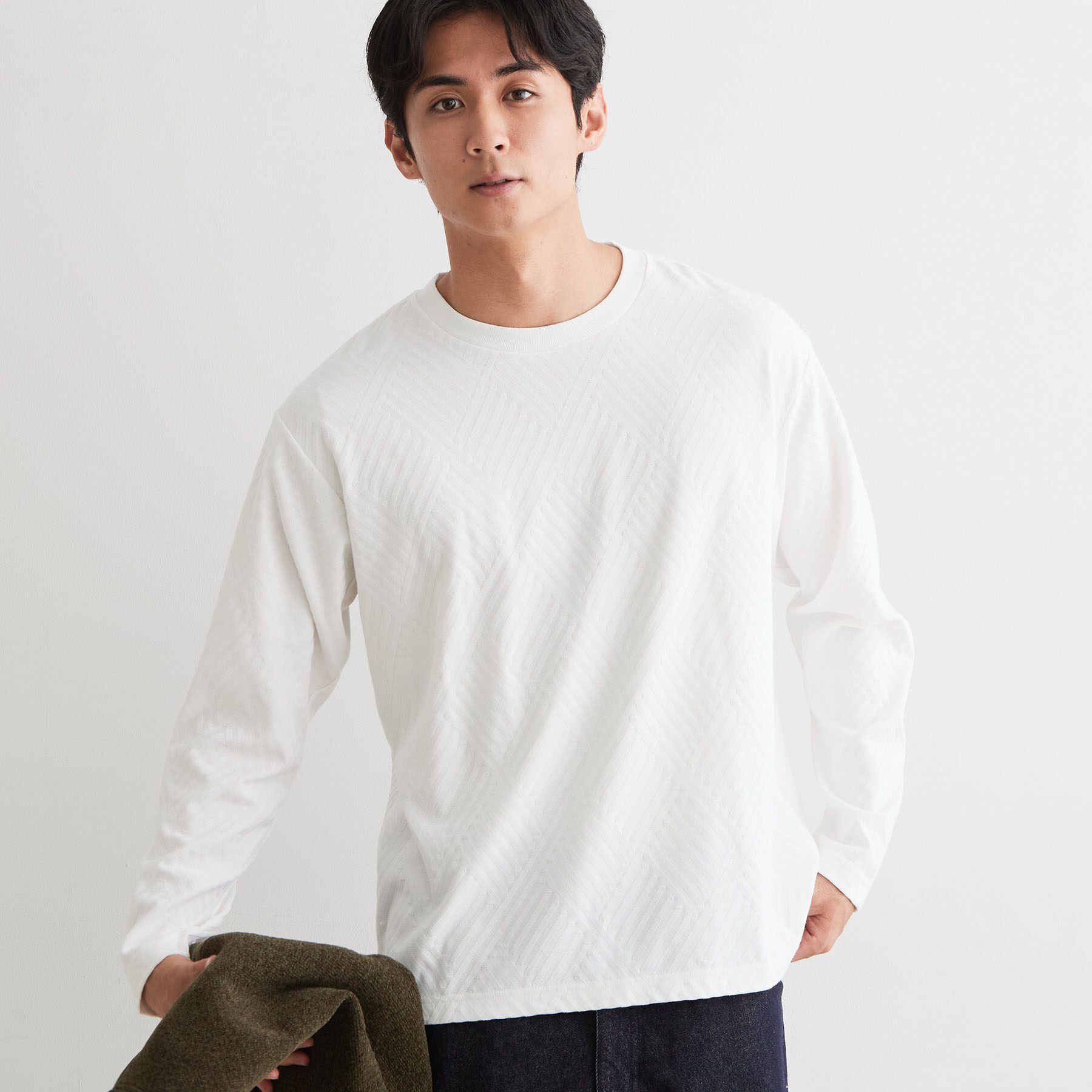 THE SHOP TK「【ジャケットスタイルにも◎】リンクス柄 長袖Tシャツ」|Tシャツ・カットソー|