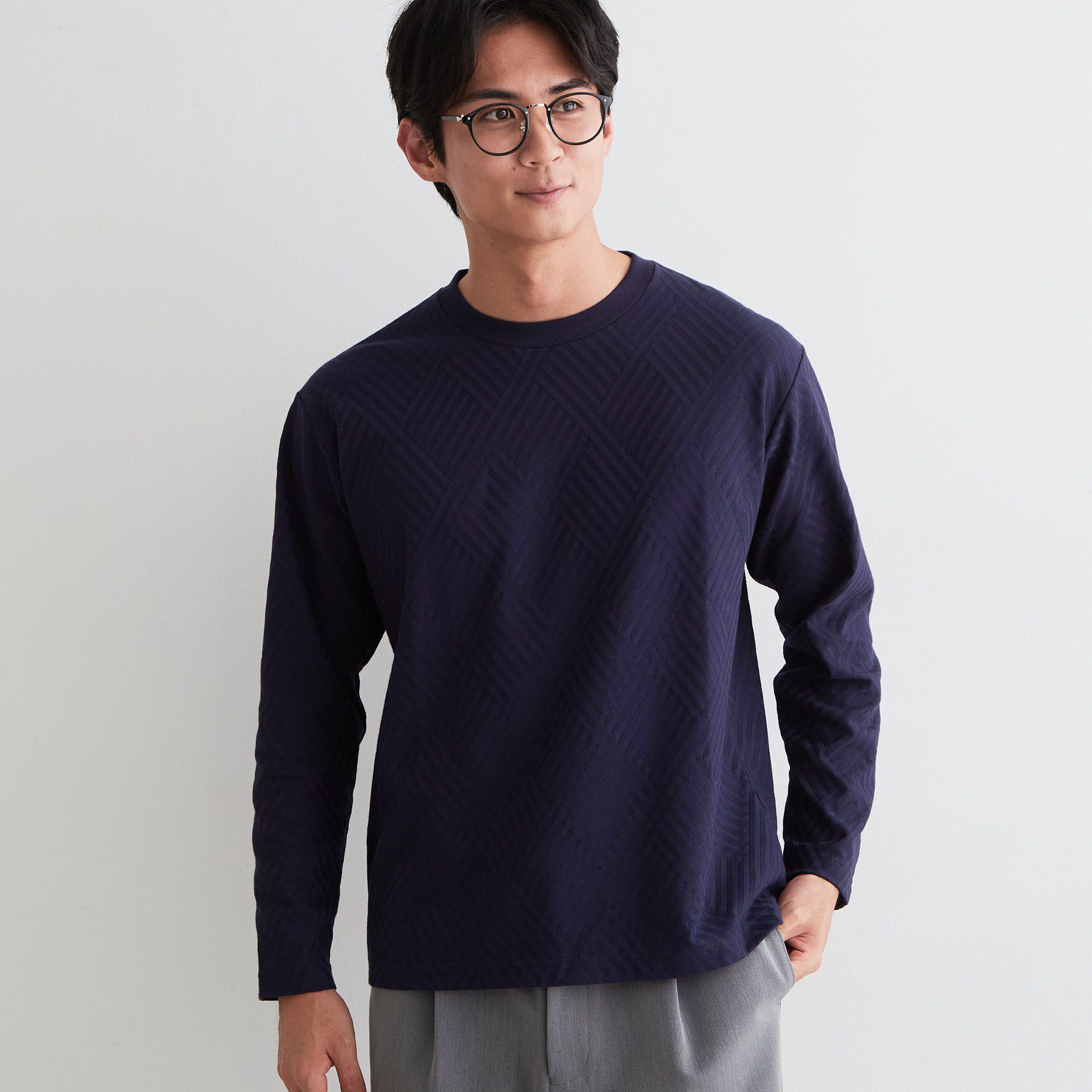 THE SHOP TK「【ジャケットスタイルにも◎】リンクス柄 長袖Tシャツ」|Tシャツ・カットソー|