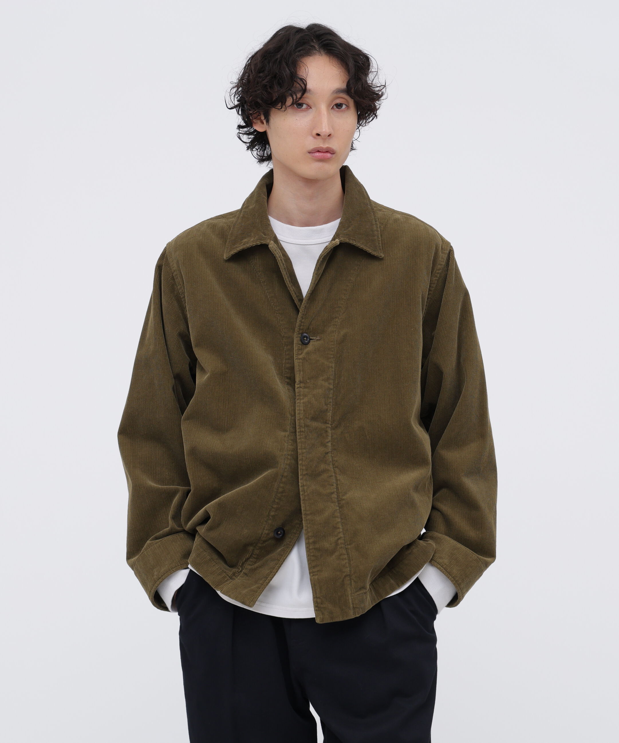MHL.「DRY COTTON NEEDLECORD SHIRT」|シャツ・ブラウス|OLIVE1