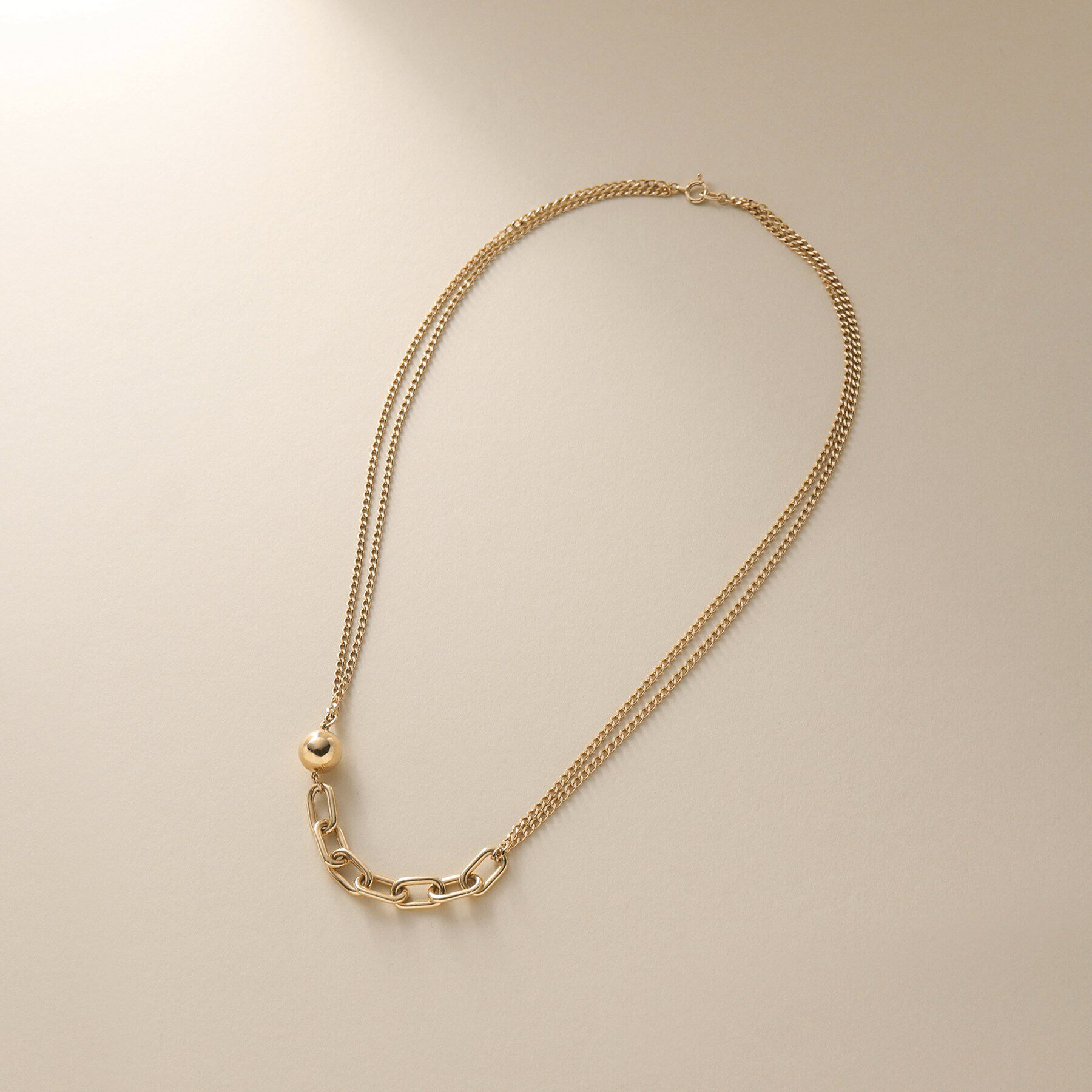 COCOSHNIK「K10中空ボールキヘイミックスチェーン ネックレス」|ネックレス|