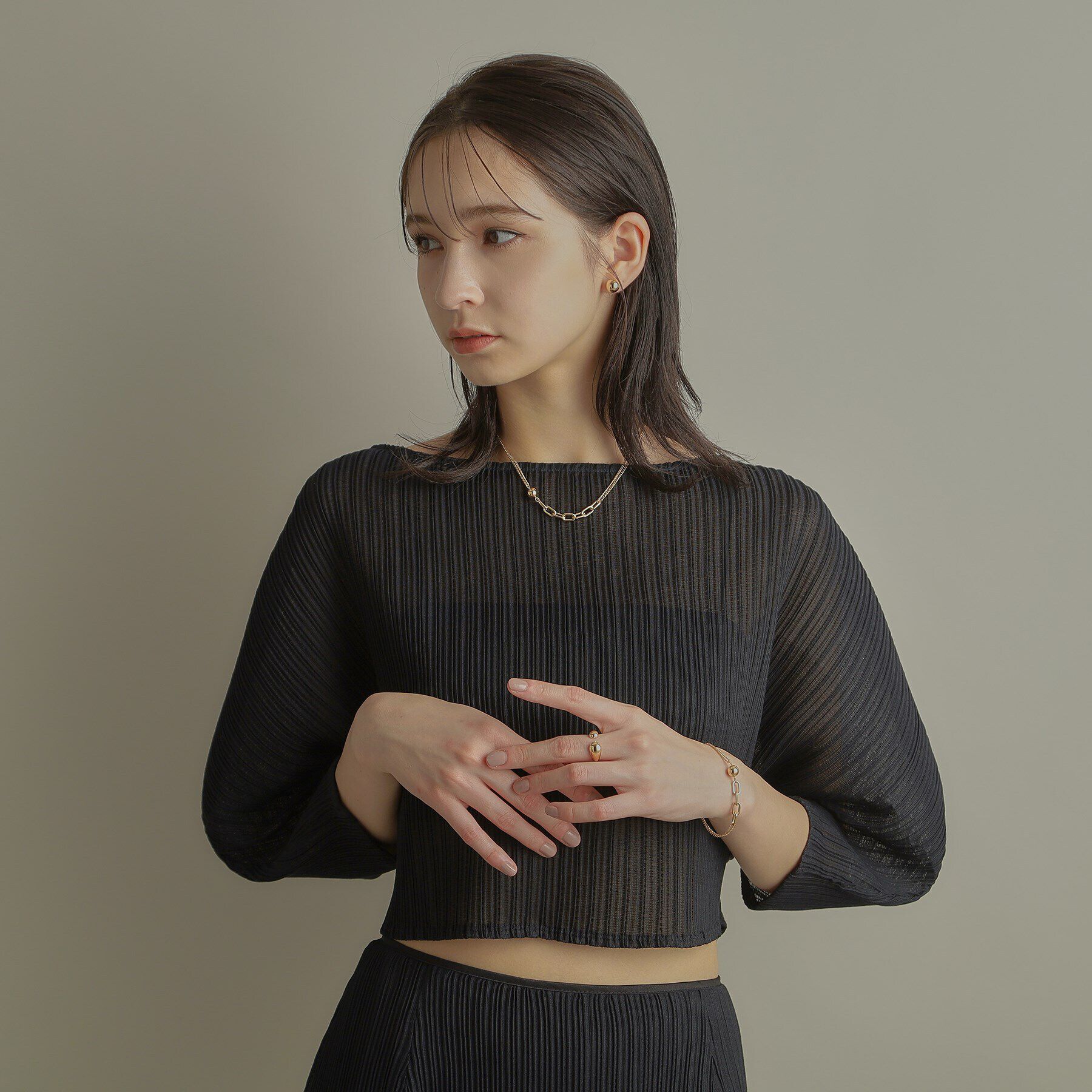 COCOSHNIK「K10中空ボールキヘイミックスチェーン ネックレス」|ネックレス|