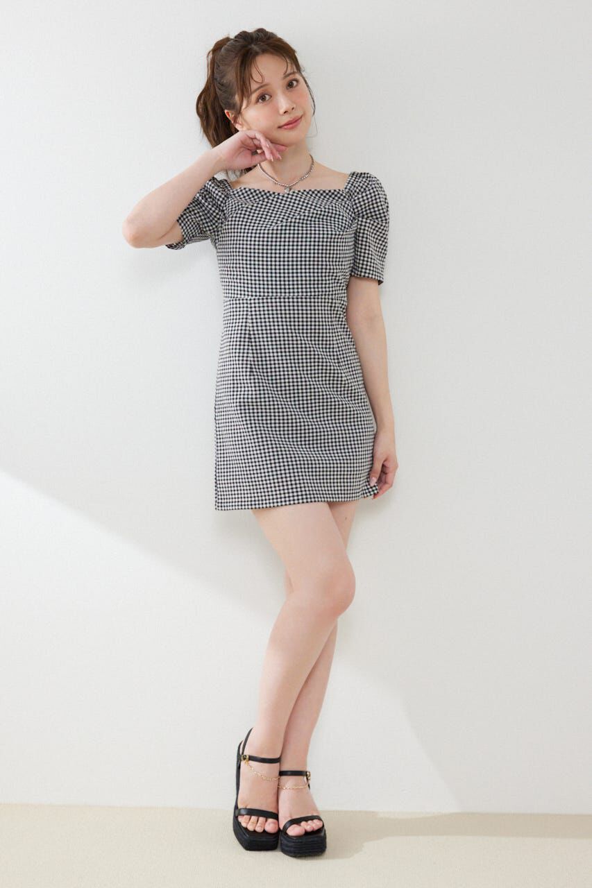 rienda「フロントカシュクール2WAYパフスリーブミニワンピース」|ワンピース|