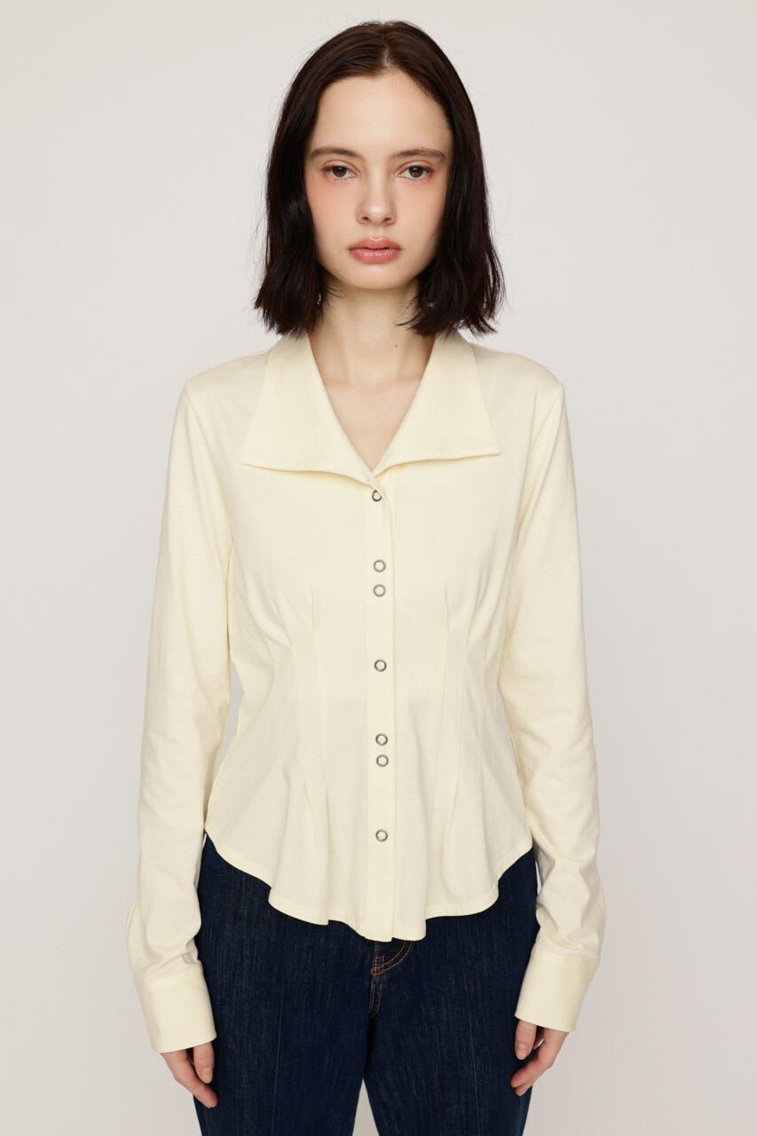 SLY「OPEN COLLAR TUCKED シャツ」|シャツ・ブラウス|